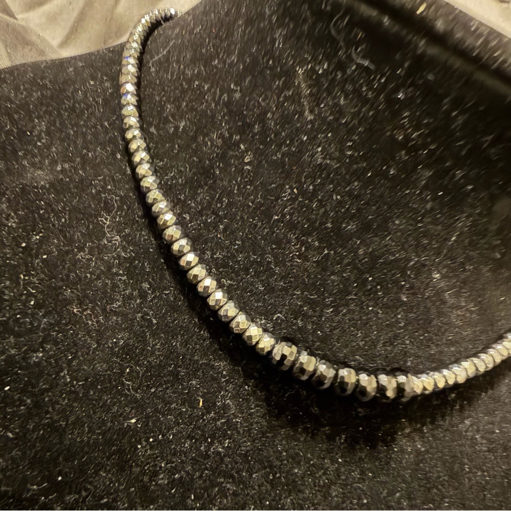 Genuine Hematite Faceted Bead Choker Necklace – Healing Stone - Picture 3 of 7